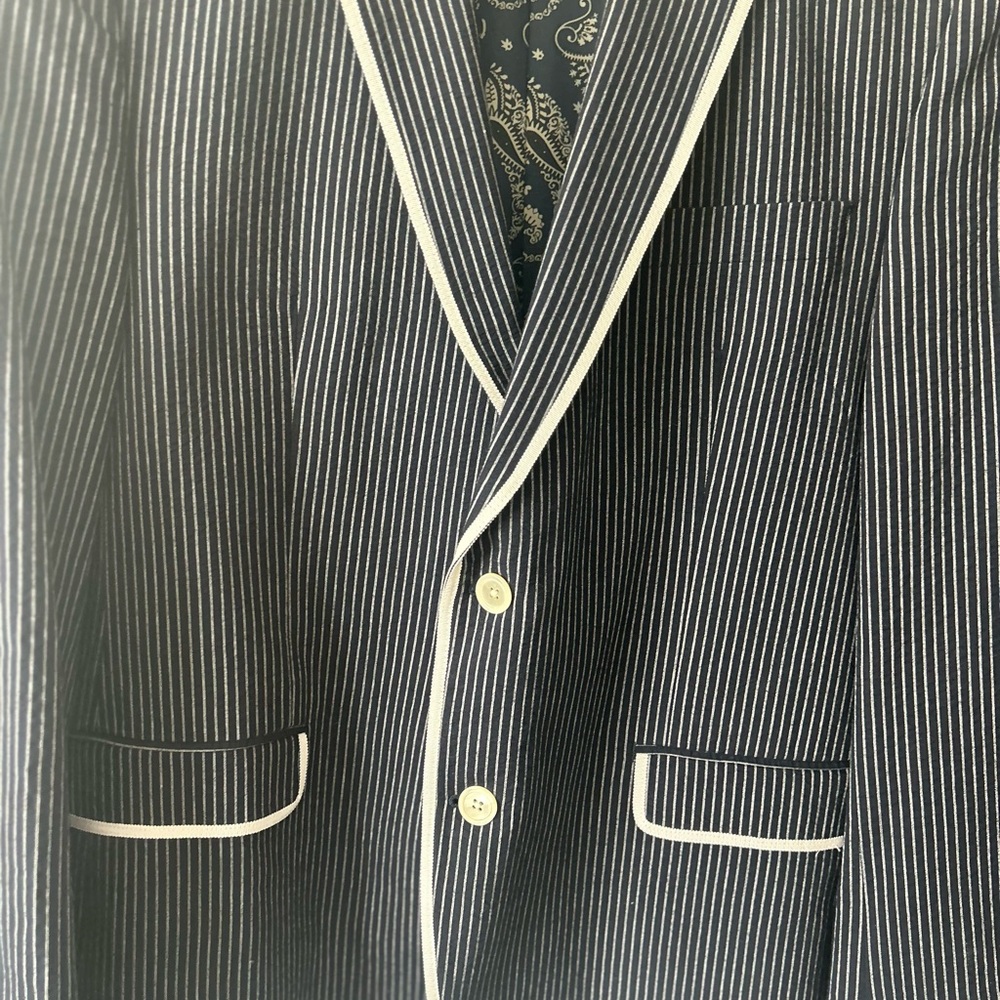 TALLIA Navy and White Striped Blazer